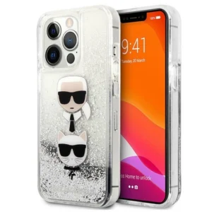 Karl Lagerfeld KLHCP13LKICGLS iPhone 13 Pro / 13 6,1" srebrny/silver hardcase Liquid Glitter Karl&Choupette Headeng
