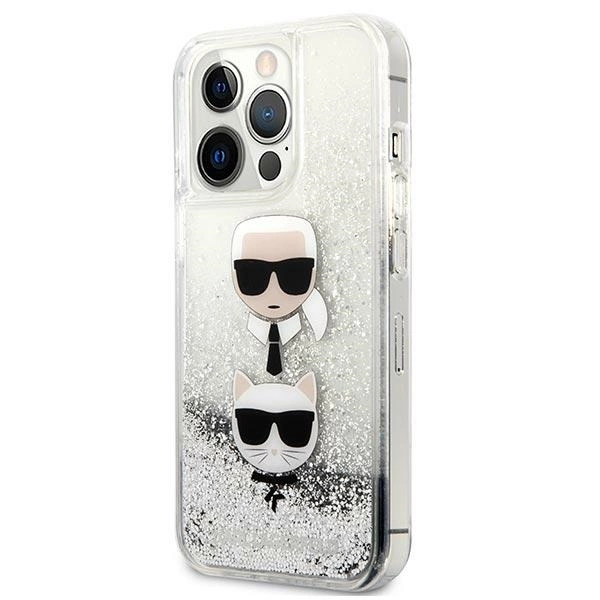Karl Lagerfeld KLHCP13LKICGLS iPhone 13 Pro / 13 6,1" srebrny/silver hardcase Liquid Glitter Karl&Choupette Headeng