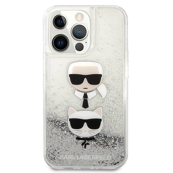 Karl Lagerfeld KLHCP13LKICGLS iPhone 13 Pro / 13 6,1" srebrny/silver hardcase Liquid Glitter Karl&Choupette Headeng