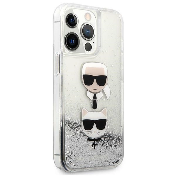 Karl Lagerfeld KLHCP13LKICGLS iPhone 13 Pro / 13 6,1" srebrny/silver hardcase Liquid Glitter Karl&Choupette Headeng