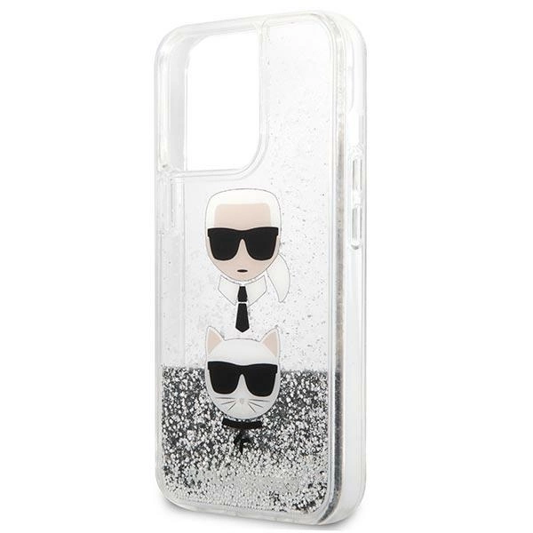 Karl Lagerfeld KLHCP13LKICGLS iPhone 13 Pro / 13 6,1" srebrny/silver hardcase Liquid Glitter Karl&Choupette Headeng
