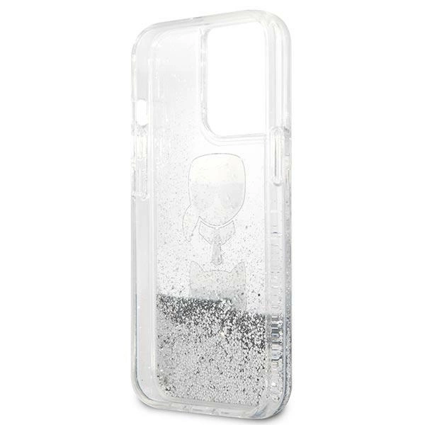 Karl Lagerfeld KLHCP13LKICGLS iPhone 13 Pro / 13 6,1" srebrny/silver hardcase Liquid Glitter Karl&Choupette Headeng