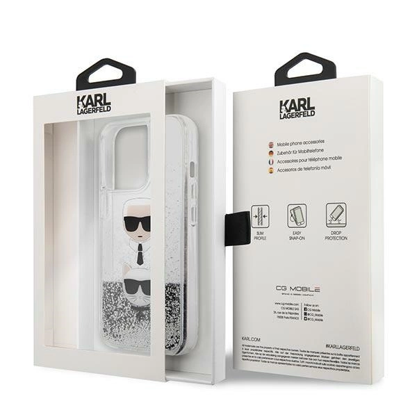 Karl Lagerfeld KLHCP13LKICGLS iPhone 13 Pro / 13 6,1" srebrny/silver hardcase Liquid Glitter Karl&Choupette Headeng