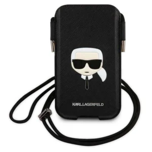 Karl Lagerfeld Torebka KLHCP12MOPHKHK 6,1" czarny/black hardcase Saffiano Ikonik Karl`s Headeng