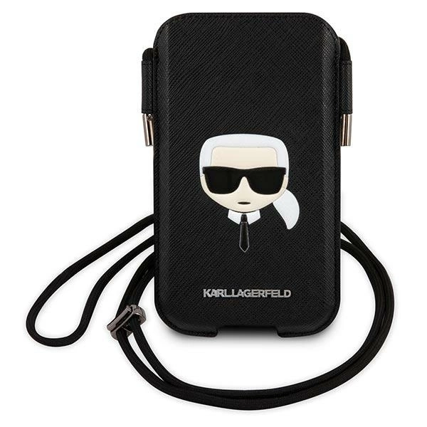 Karl Lagerfeld Torebka KLHCP12MOPHKHK 6,1" czarny/black hardcase Saffiano Ikonik Karl`s Headeng