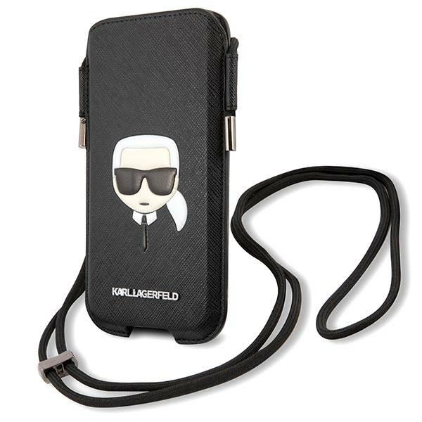 Karl Lagerfeld Torebka KLHCP12MOPHKHK 6,1" czarny/black hardcase Saffiano Ikonik Karl`s Headeng