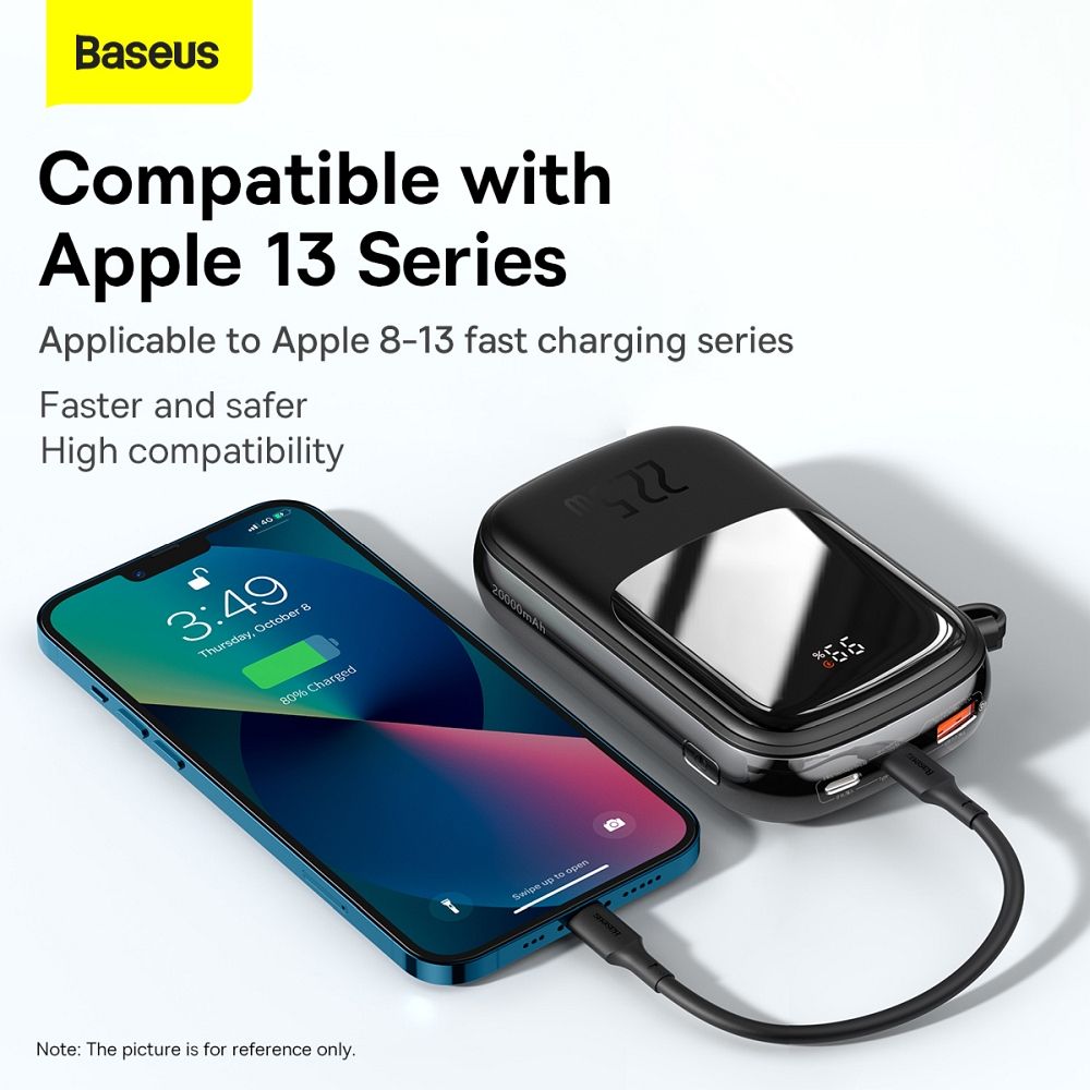 BASEUS powerbank 20 000 mAh with built-in cable + cable USB A to Type C PD QC3.0 3A 22,5W PPQD060301 black