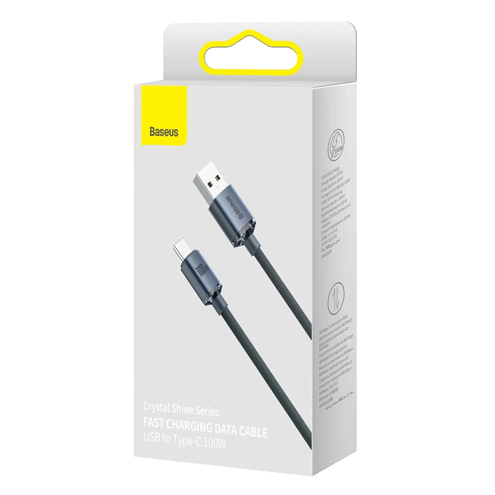 Baseus Crystal Shine Series cable USB cable for fast charging and data transfer USB Type A - USB Type C 100W 1.2m black (CAJY000401)eng