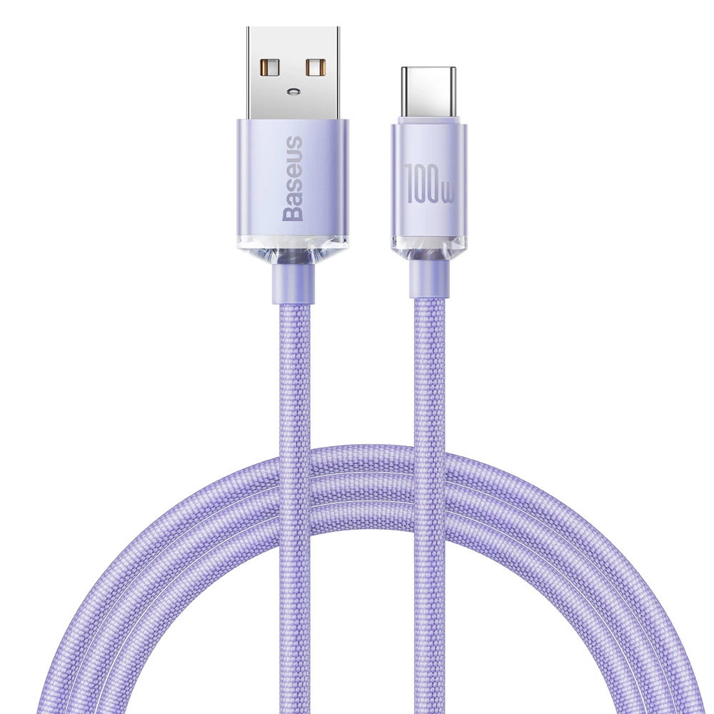Baseus Crystal Shine Series cable USB cable for fast charging and data transfer USB Type A - USB Type C 100W 1.2m purple (CAJY000405)eng