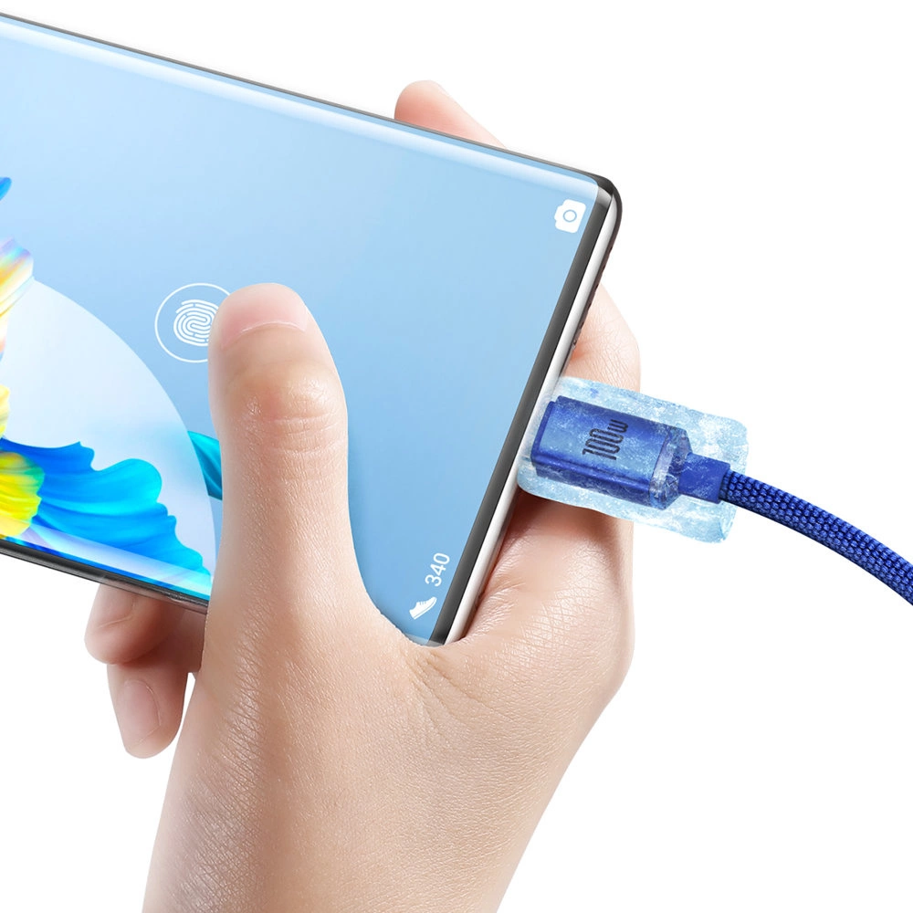 Baseus crystal shine series fast charging data cable USB Type A to USB Type C 100W 2m blue (CAJY000503)eng