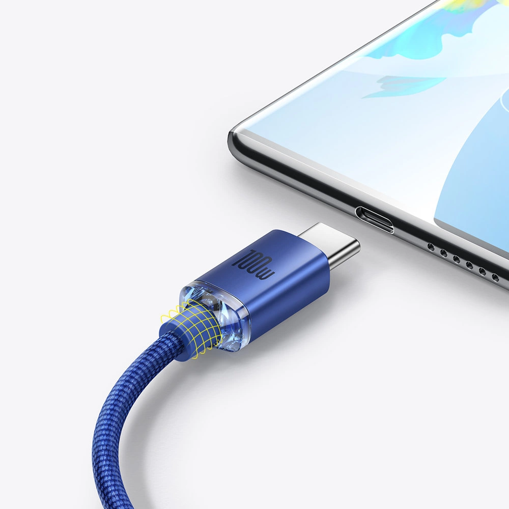 Baseus crystal shine series fast charging data cable USB Type A to USB Type C 100W 2m blue (CAJY000503)eng