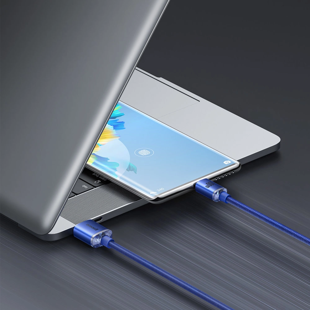 Baseus crystal shine series fast charging data cable USB Type A to USB Type C 100W 2m blue (CAJY000503)eng