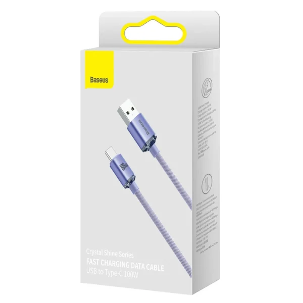Baseus Crystal Shine Series cable USB cable for fast charging and data transfer USB Type A - USB Type C 100W 2m purple (CAJY000505)eng