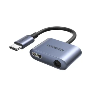 Ugreen audio adapter USB Type C (male) - USB Type C PD QC (female) + 3.5mm mini jack (female) gray (CM231)eng