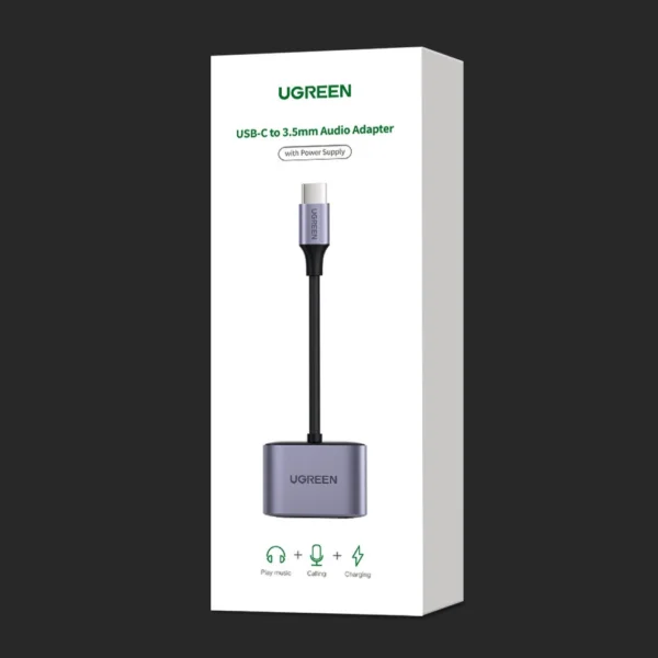 Ugreen audio adapter USB Type C (male) - USB Type C PD QC (female) + 3.5mm mini jack (female) gray (CM231)eng