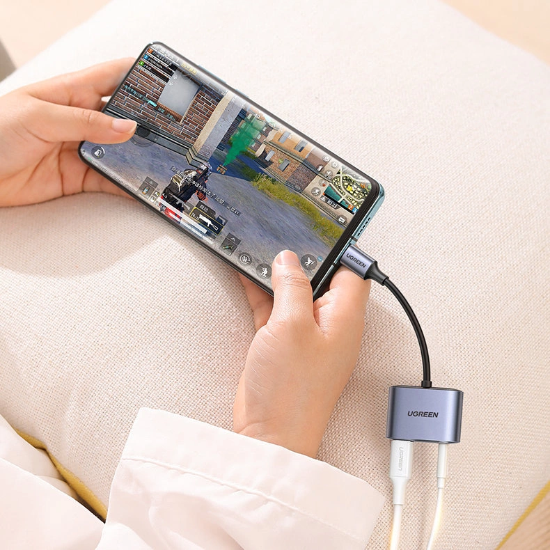 Ugreen audio adapter USB Type C (male) - USB Type C PD QC (female) + 3.5mm mini jack (female) gray (CM231)eng