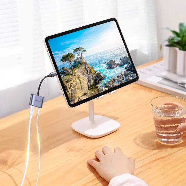 Ugreen audio adapter USB Type C (male) - USB Type C PD QC (female) + 3.5mm mini jack (female) gray (CM231)eng