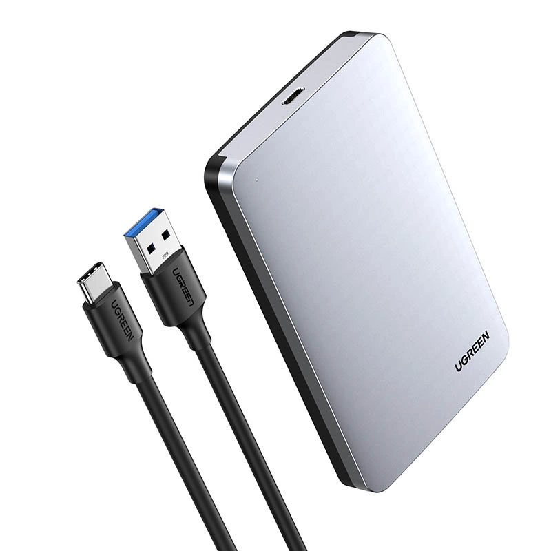 Ugreen CM300 70498 bay for 2.5'' SATA 3.0 6Gbps hard drive - gray + USB-C - USB-A cable 0.5meng