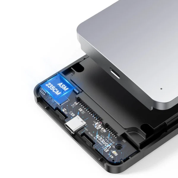 Ugreen CM300 70498 bay for 2.5'' SATA 3.0 6Gbps hard drive - gray + USB-C - USB-A cable 0.5meng