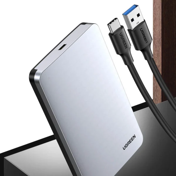 Ugreen CM300 70498 bay for 2.5'' SATA 3.0 6Gbps hard drive - gray + USB-C - USB-A cable 0.5meng