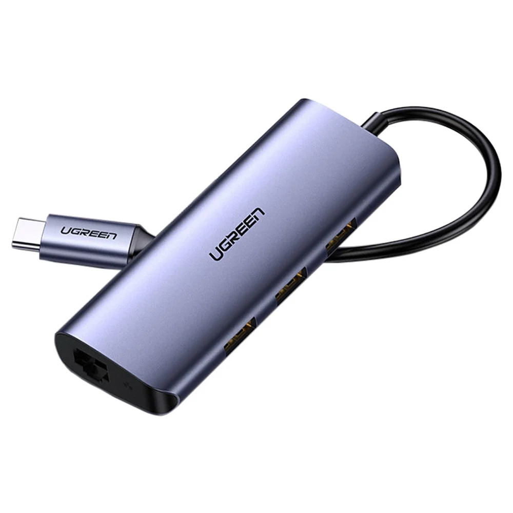 Ugreen multifunctional adapter HUB USB Type C - 3 x USB / Ethernet RJ-45 / micro USB gray (CM252)eng