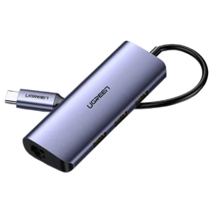 Ugreen multifunctional adapter HUB USB Type C - 3 x USB / Ethernet RJ-45 / micro USB gray (CM252)eng