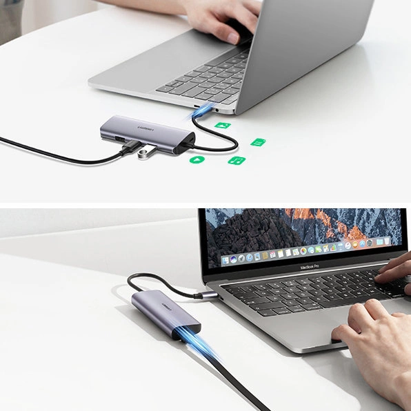 Ugreen multifunctional adapter HUB USB Type C - 3 x USB / Ethernet RJ-45 / micro USB gray (CM252)eng