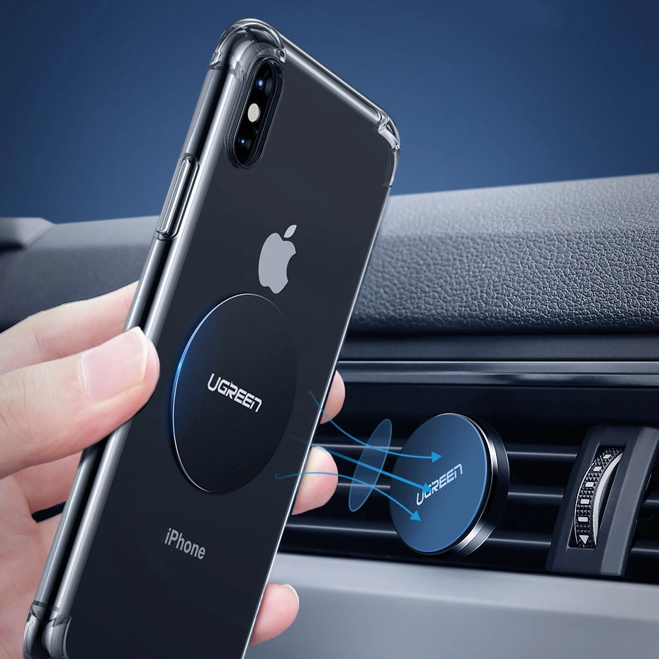 Ugreen LP123 50416 round/rectangular metal plates for magnetic phone holders - black (4 pcs)eng