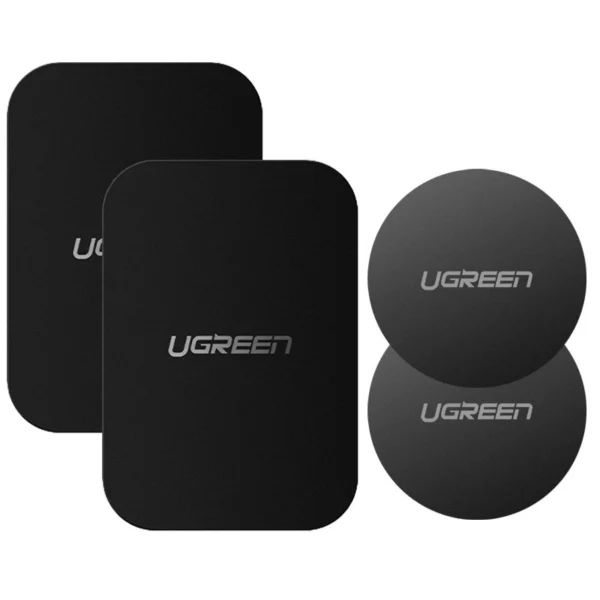 Ugreen LP123 50416 round/rectangular metal plates for magnetic phone holders - black (4 pcs)eng