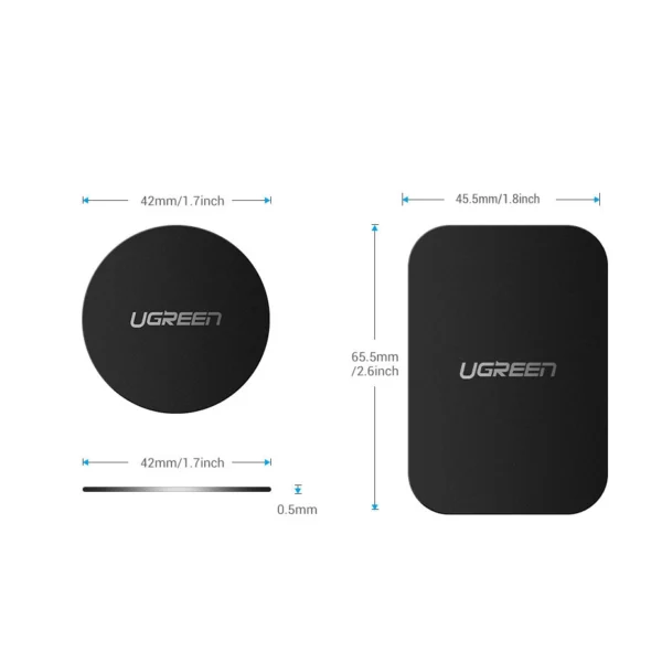Ugreen LP123 50416 round/rectangular metal plates for magnetic phone holders - black (4 pcs)eng