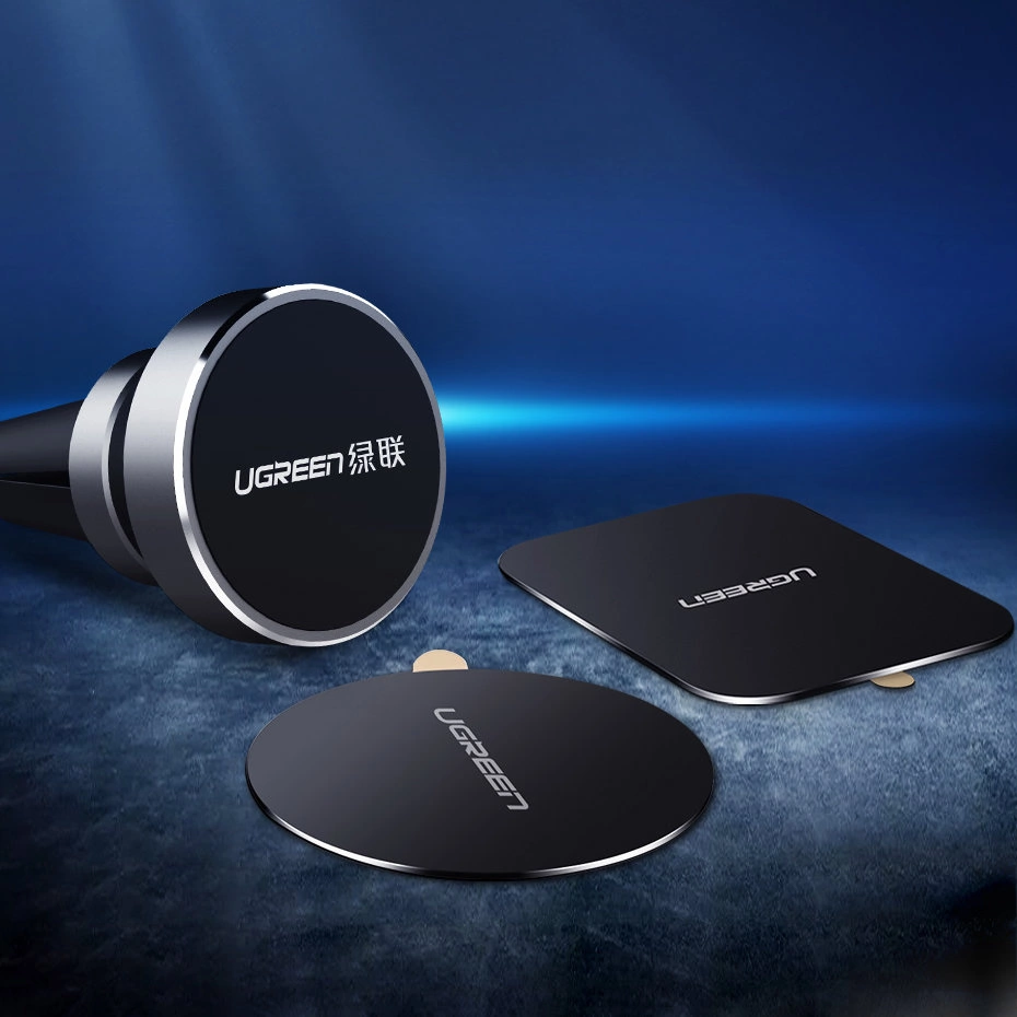Ugreen LP123 50416 round/rectangular metal plates for magnetic phone holders - black (4 pcs)eng