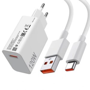 XIAOMI original charger USB A QC3.0 3A 120W MDY-16-EN + data cable USB A to Type C 6A 1m white bulk