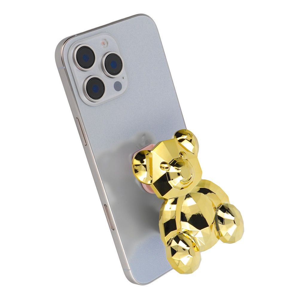 Phone stand BEAR - stick-on - gold