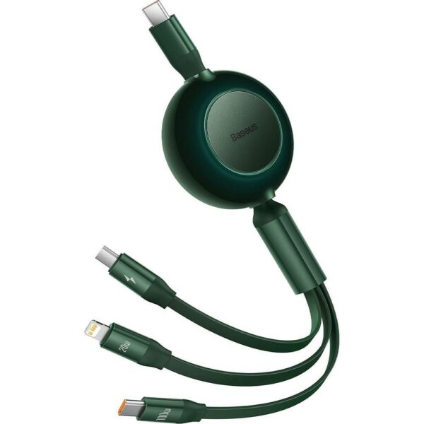 BASEUS cable 3in1 Type C to Micro USB / Lightning / Type C PD QC4.0 3,5A 100W CAMJ010206 1,1 m green