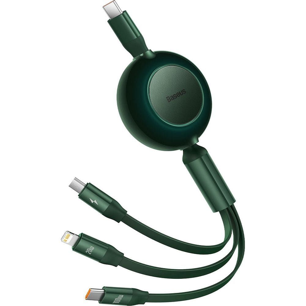 BASEUS cable 3in1 Type C to Micro USB / Lightning / Type C PD QC4.0 3,5A 100W CAMJ010206 1,1 m green