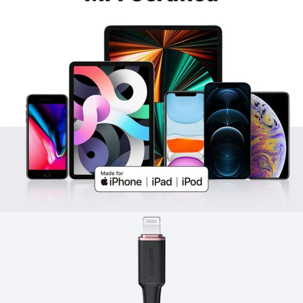 ACEFAST cable Type C to Lightning 8-pin MFi 3A PD30W C2-01 silicone 1,2m black