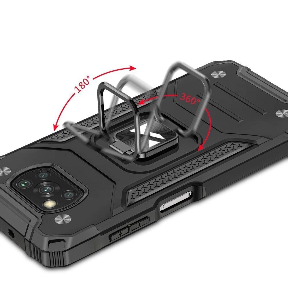 Wozinsky Ring Armor tough hybrid case cover + magnetic holder for Samsung Galaxy A03s blueeng