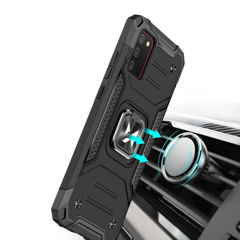 Wozinsky Ring Armor tough hybrid case cover + magnetic holder for Samsung Galaxy A03s blueeng