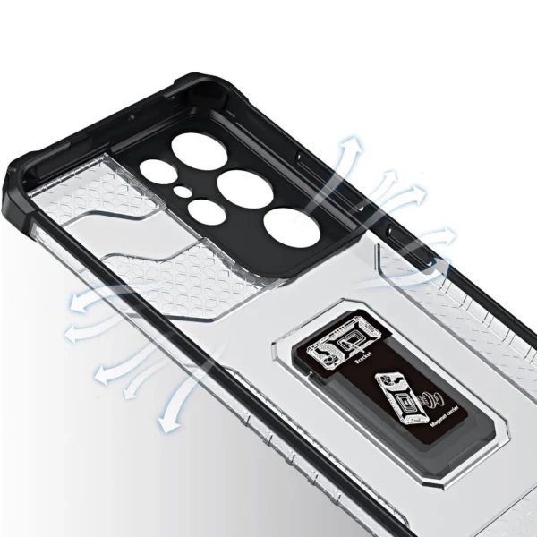 Crystal Ring Case tough hybrid cover + magnetic holder for Samsung Galaxy S22 Ultra blackeng