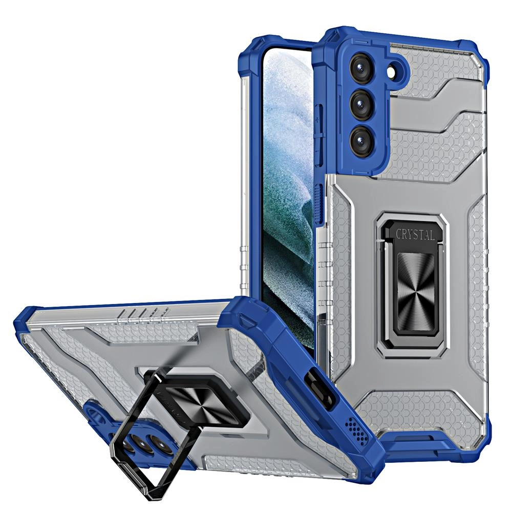 Crystal Ring Case tough hybrid cover + magnetic holder for Samsung Galaxy S22 + (S22 Plus) blueeng