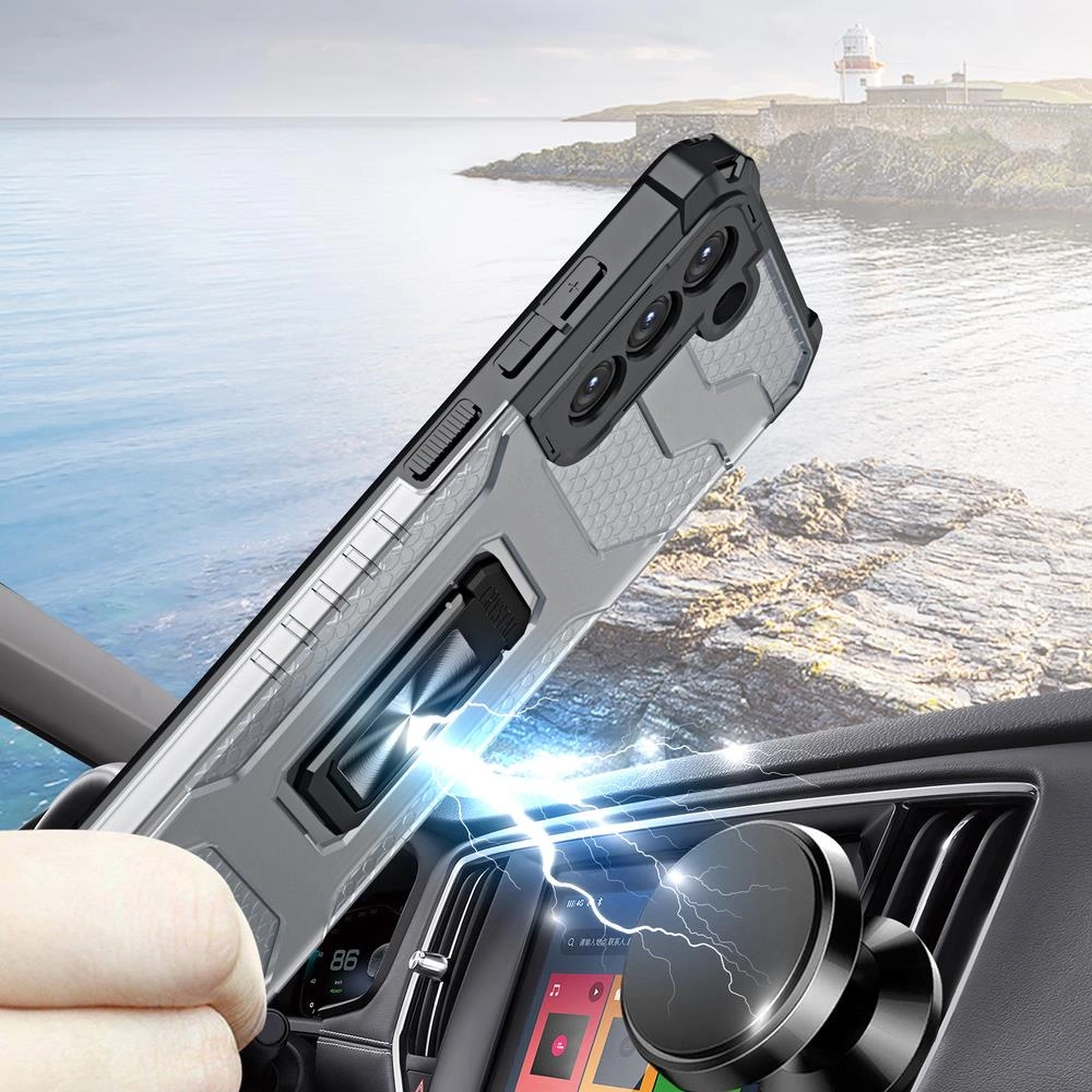 Crystal Ring Case tough hybrid cover + magnetic holder for Samsung Galaxy S22 + (S22 Plus) blueeng
