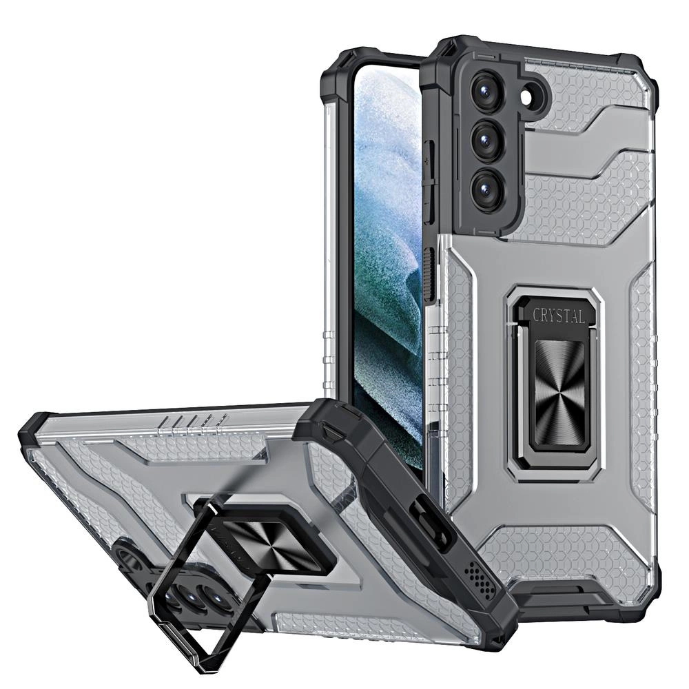 Crystal Ring Case tough hybrid cover + magnetic holder for Samsung Galaxy S22 + (S22 Plus) blackeng