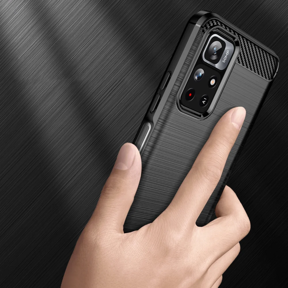 87549_3 Carbon Case Flexible Cover Sleeve for Xiaomi Redmi Note 11 blackeng