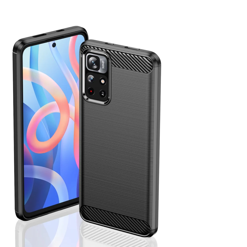 87549_7 Carbon Case Flexible Cover Sleeve for Xiaomi Redmi Note 11 blackeng