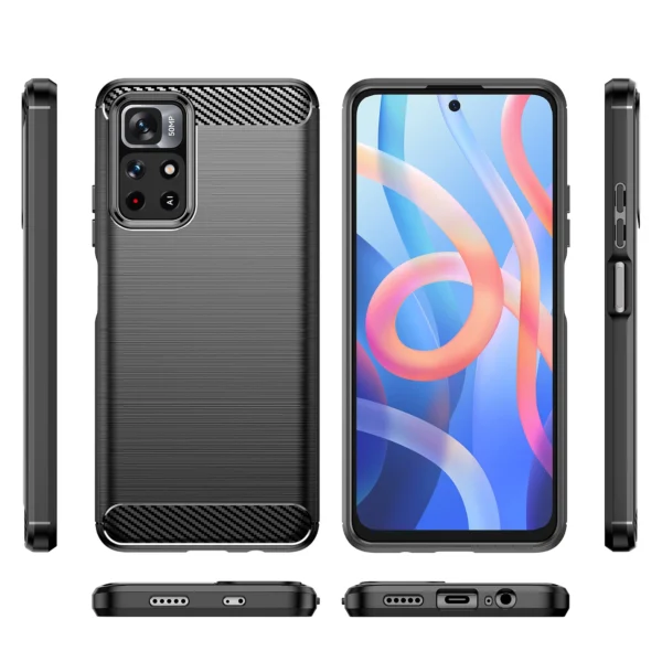 Carbon Case Flexible Cover Sleeve for Xiaomi Redmi Note 11 blackeng