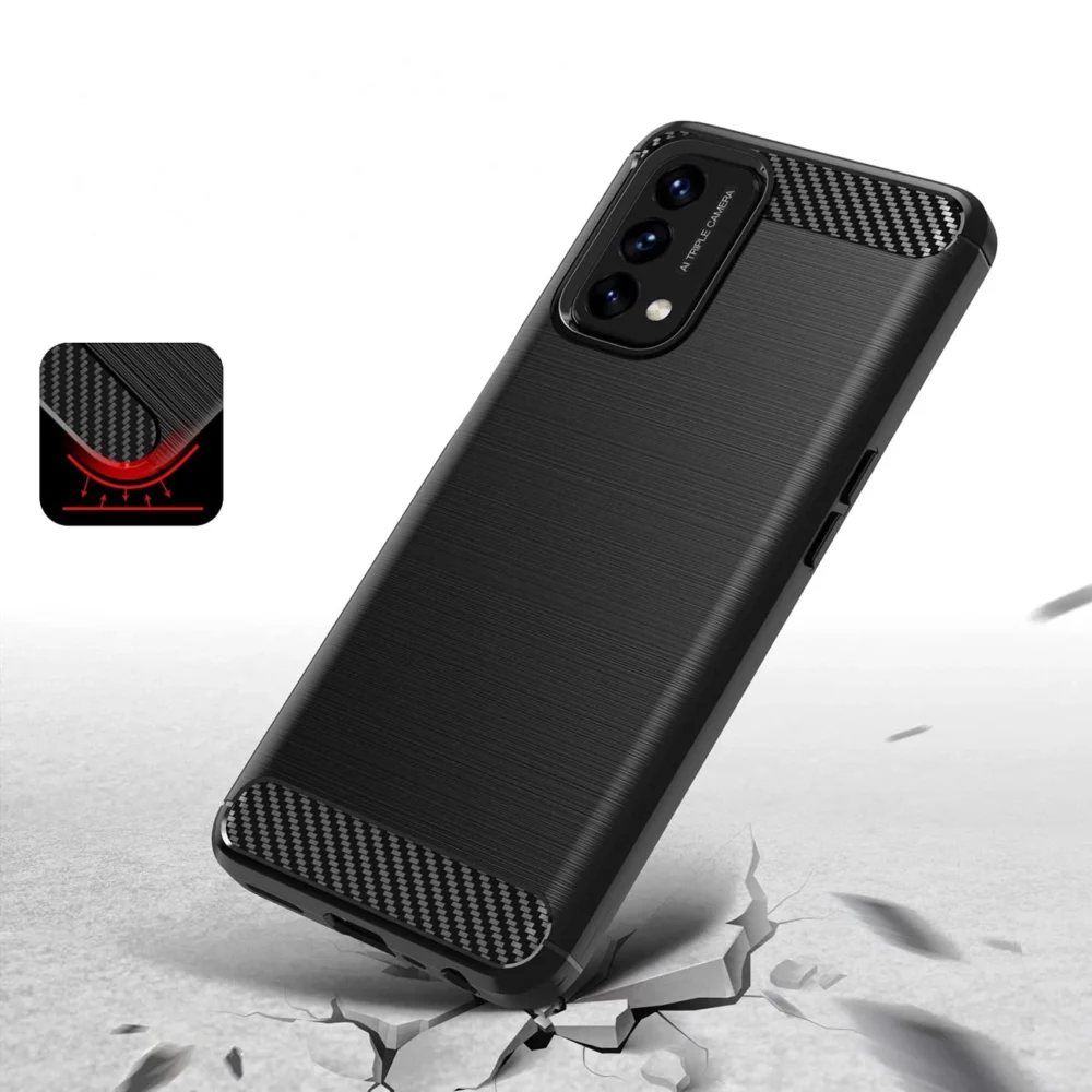 87557_3 Carbon Case Flexible cover for OnePlus Nord N200 5G blackeng