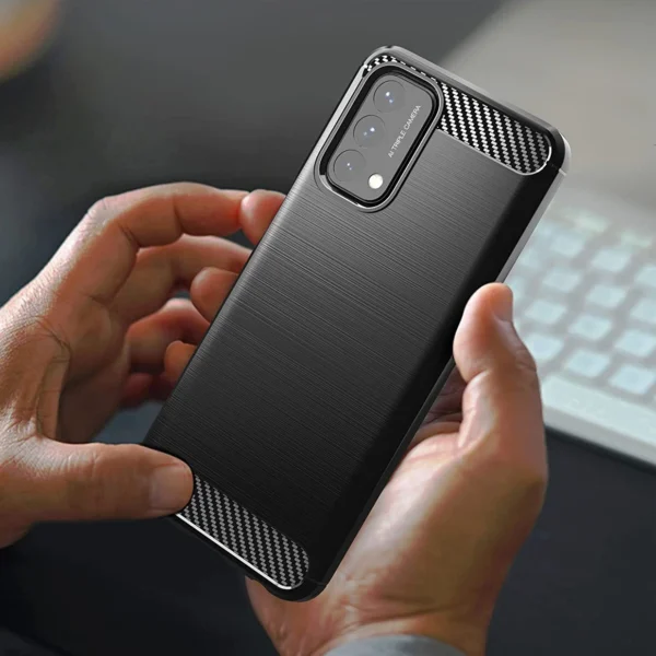 Carbon Case Flexible cover for OnePlus Nord N200 5G blackeng