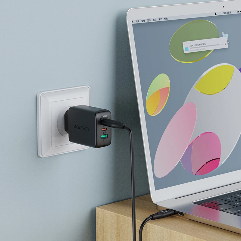 Acefast 2in1 wall charger 2x USB-C / USB-A 65W, PD, QC 3.0, AFC, FCP (set with USB-C 1.2m cable) white (A13 white)eng