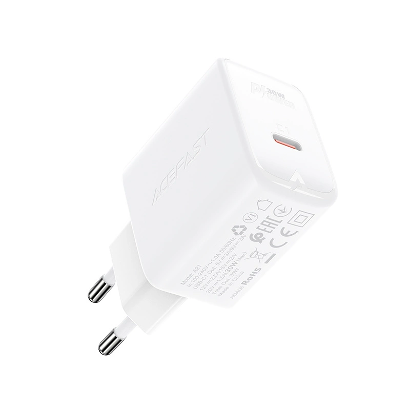 Acefast charger GaN USB Type C 30W, PD, QC 3.0, AFC, FCP white (A21 white)eng
