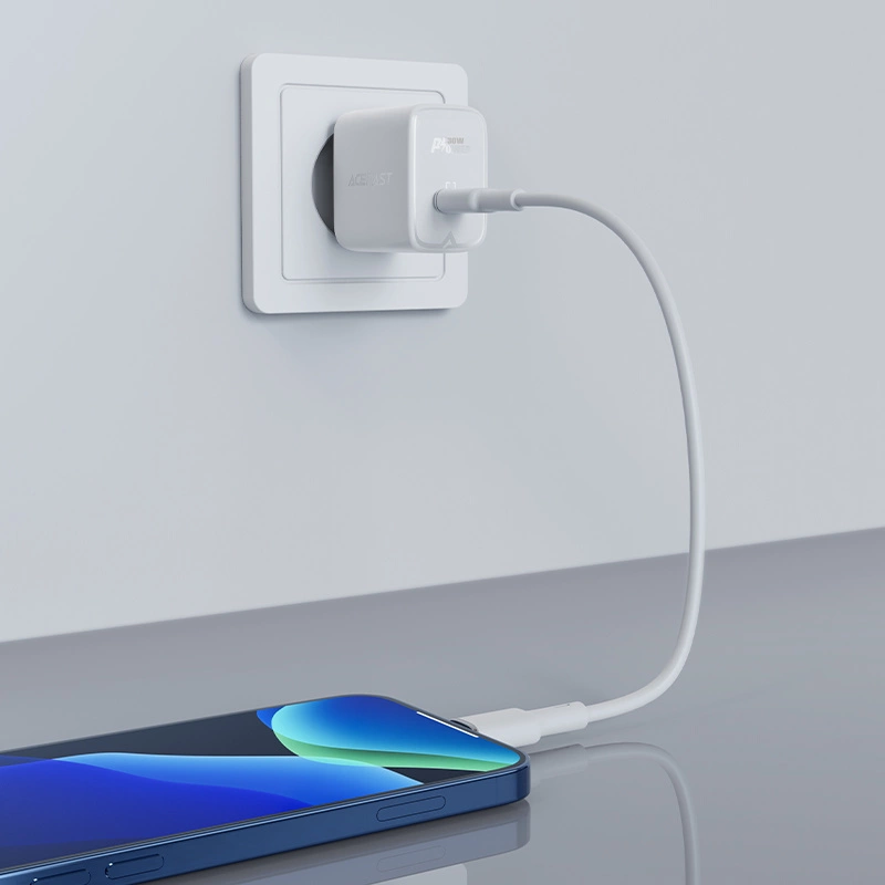 Acefast charger GaN USB Type C 30W, PD, QC 3.0, AFC, FCP white (A21 white)eng